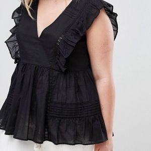 ASOS DESIGN Curve V-Neck with Flutter Sleeve